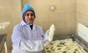 Mother of three Khadija* (42) is a Syrian refugee living in Northern Lebanon. Khadija was one of 25 beneficiaries who were selected to work at local cooperatives, where she learned how to make all kinds of cheese, which are then sold locally. Photo Jason Kennedy / Concern Worldwide.