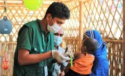 Habib* came with his mother Melina* to Tanjimarkhola OTP centre of Concern in Rohingya refugee camp. Photo: Tariq Adnan/Concern Worldwide