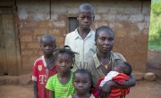 Natalie Wato with her children. Together with her husband Beni, they have received seeds, tools and farming skills from Concern to help with their recovery after fleeing their village during the crisis. Photographer: Chris de Bode