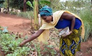 Marie shows other women how to prepare more nutritious meals and set up a kitchen garden – in order to tackle childhood malnutrition. Photo: Darren Vaughan