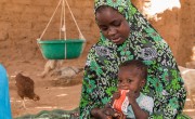 Chahara with her daughter Fatima at a Concern supported health centre. Photo: Apsatou Bagaya
