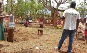 Concern staff members lead a Covid-19 awareness creation and hand-washing demonstration.