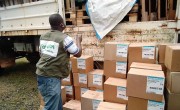 Concern providing support in getting face masks delivered to health centres, Liberia.