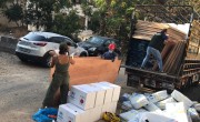 Concern team distributing shelter kits  to communities affected by the blast. Photo: Pauline Coste / Concern Worldwide