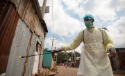 Sylivamus, a Public Health Officer, fumigating households in Korogocho informal settlements, Nairobi. Photo: Ed Ram