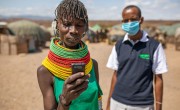 Mother Akiru Leakanoi in Sarima village with Isacko Bonay, a Concern emergency support officer Photo: Ed Ram
