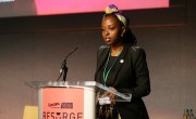 Concern Youth Ambassador, Aline Joyce Berabose giving her address entitled 'A Journey of Hope' at the Concern Resurge Conference. Photo: Photocall Ireland