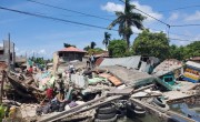 Damage to streets and housing following earthquake in Haiti