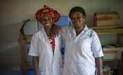 Health worker Nelly Lessene and matron and immunisation coordinator Emielliene Mapouka at Concern-supported Bekadili Health Facility. Photo: Chris de Bode/Concern Worldwide