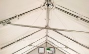 A resistant shelter that arrives with all parts in a flatpack and is easy to assemble for immediate safety and dignity in emergency response. Photo: Concern Worldwide