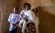 Claire Masika Muisa (48) with her children, Ebenezer (2) and Jonathan (13), who have mobility issues.