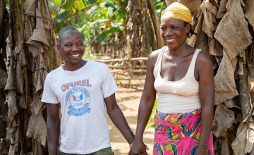 Rebecca Dolley with her husband Jeremiah in Nakai Town. Photo: Gavin Douglas/Concern Worldwide.