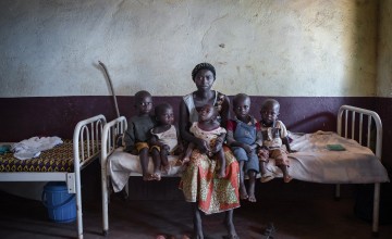 Isabelle and her sons, who are all are acutely malnourished. Photo: Chris de Bode