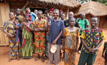 Farmers at their communal food store near the village of Kolongo. Photo: Kieran McConville / Concern Worldwide