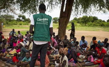 Nutrition Assistant Simon is pictured leading an educational session in a health facility in South Sudan. Photo: Abbie Trayler-Smith