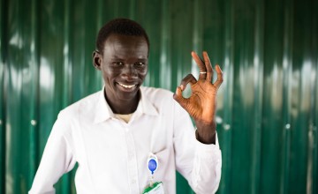 Michael is a nutiriton officer for Concern in Bentiu PoC. Photo: Steve De Neef