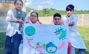 Sarfraz's family with their artwork, Pakistan