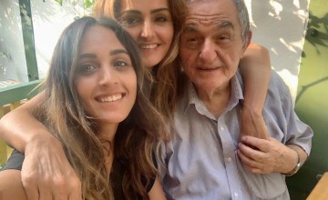 Smiling daughter, mum and uncle