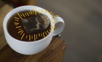 Cup of tea with a teabag in