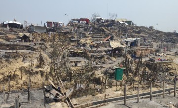 Homes destroyed by fire in Cox's Bazaar, Bangladesh