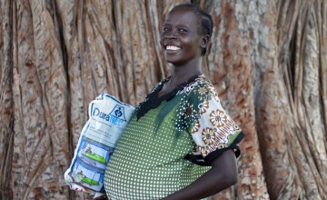 Nine-month pregnant Chagawa* (28) has received a health check-up at Concern’s Mobile Health Clinic, in rural South Sudan. Photo: Abbie Trayler-Smith / Concern Worldwide (2019)