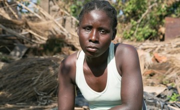 Teresa Jose Almando, a single mother of four, was affected by Cyclone Idai, Mozambique. Photo: Kieran McConville