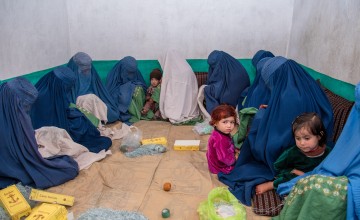 Women embroidering in Afghan Refugee Camp, Pakistan.