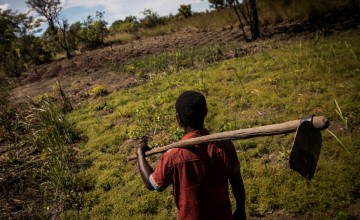 Concern are working with communities to help tackle food shortages and malnutrition in the DRC. Families like Seraphin Mukalay’s, seen here on his farmland in Manono Territory, are receiving seeds and tools to grow nutritious food to eat and food kits to help feed their children whilst they wait for their crops to grow.