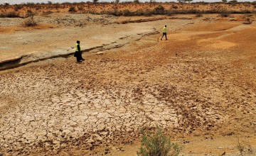 A dry rainwater catchment in Lo'leys, Somalia.