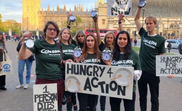 Concern UK staff at a petition hand-in in Westminster, London.