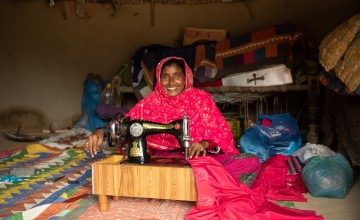 33-year-old, Suheend was provided with training in tailoring as well as a sewing machine to get her started and since then has earned substantially by stitching clothes for women in her own as well as nearby villages. Village Nasrullah Sand, District Tharparkar. Pakistan Photo: Khaula Jamil/Concern Worldwide