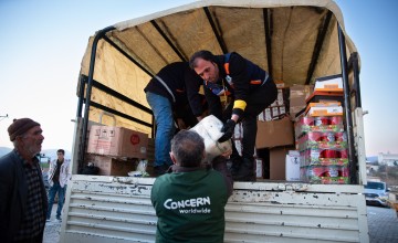 A distribution of food and other essential items to Sarıgül village in Adıyaman district, Turkey.