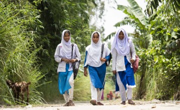 Girls walking to school