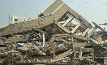 A building is destroyed in the Mandalay.