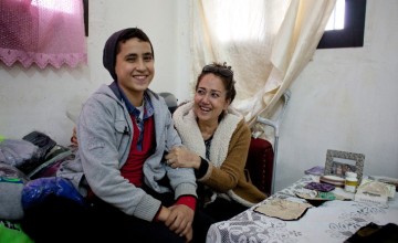 Rabia is a Lebanese mother who was living in Syria with her two sons. She has recently been diagnosed with cancer and is now living and receiving treatment in Lebanon. Photo: Panos Pictures/Concern Worldwide.