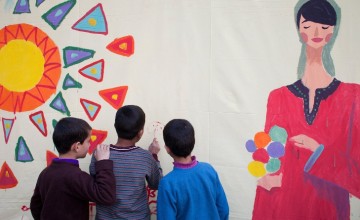 Refugees from Syria take part in an art workshop at a Concern supported Collective Centre in Northern Lebanon. Photo: Abbie Trayler-Smith/Concern Worldwide.
