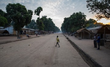 Sunrise on the main street in Kouango, Central African Republic, where Concern is working with some of the poorest communities in the world.