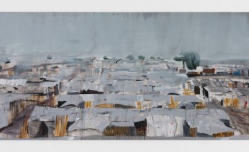Brian Maguire, Protection of Civilians camp, Bentiu, South Sudan, 2018. 200 x 400cms arcylic on linen.