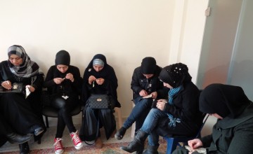 Women taking part in embroidery workshops run by Concern in Lebanon. Credit: Abbie / Concern Worldwide