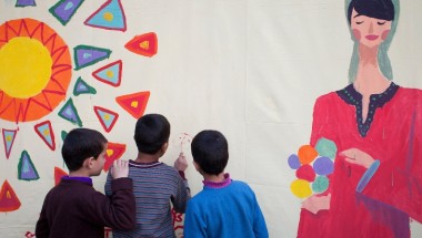 Refugees from Syria take part in an art workshop at a Concern supported Collective Centre in Northern Lebanon. Photo: Abbie Trayler-Smith/Concern Worldwide.