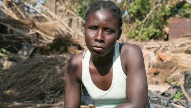 Teresa Jose Almando, a single mother of four, was affected by Cyclone Idai, Mozambique. Photo: Kieran McConville