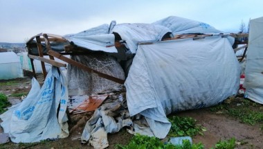 Temporary shelters for Syrian refugees in Lebanon have sustained extensive damage following two storms. Photo: Concern Worldwide.