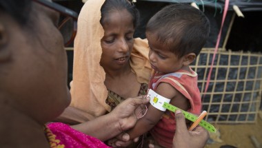 Concern&#039;s Abida Suldana carries out screening for malnutrition Moynadhona refugee camp for Rohingya in Cox&#039;s Bazar, Bangladesh
