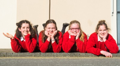 Sacred Heart Secondary School. Aideen Murphy, Fodhla Daly, Ciara Butler, Ruth O'Driscoll with their mentor Eileen Harte. Concern Debate Finals 2018 Photo: Ruth Medjber / Concern Worldwide