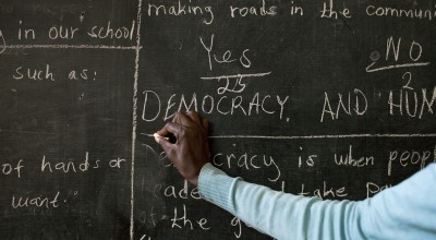 St Francis Education Centre, a low cost private school in Dandora, Nairobi, where the school motto is Education is the key to success. Photography: Abbie Trayler-Smith/Panos Pictures for Concern Worldwide