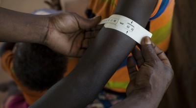 A mother being screened for malnutrition at a Concern clinic