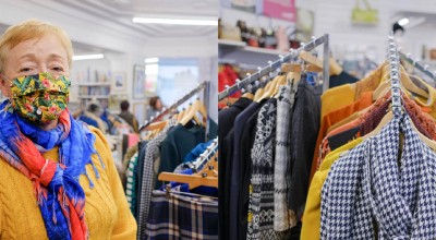 Ormeau Road shop volunteer, Joan Douglas and some stock. Photo: Darren Vaughan