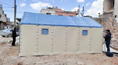 New RHU (Relief Housing Unit) shelters installed by Better Shelter and our partner Bonyan Organisaton in North West Syria. Photo: Concern Worldwide