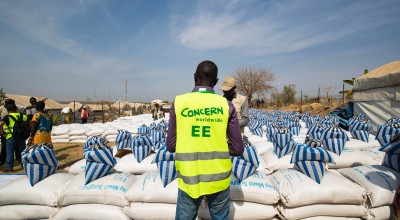 A monthly food distribution in Juba PoC organised by Concern. Photo: Steve De Neef / Concern Worldwide.