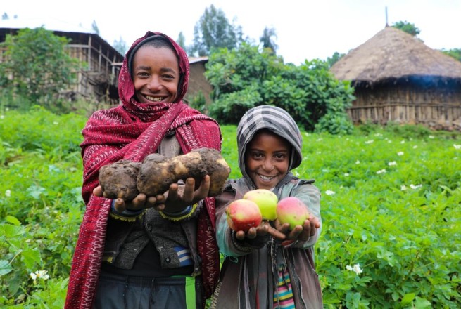 Mehamed and his brother in Ethiopia. Photo: Jennifer Nolan/Concern Worldwide.